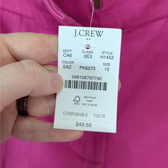 J.Crew Factory NWT 5" Hot Pink Flat Front Preppy Chino Shorts Size 12 - Picture 5 of 12